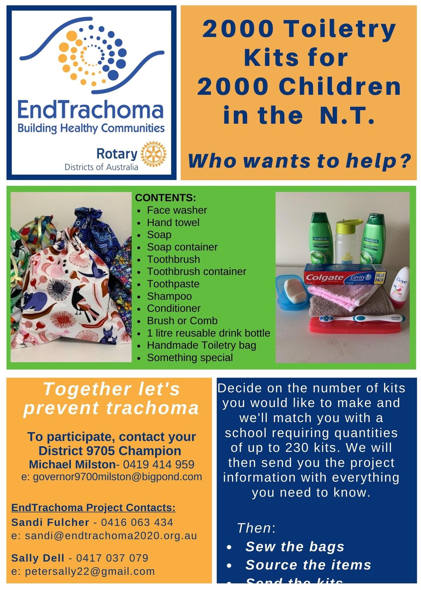 Toiletry Kits to help End Trachoma District 9705